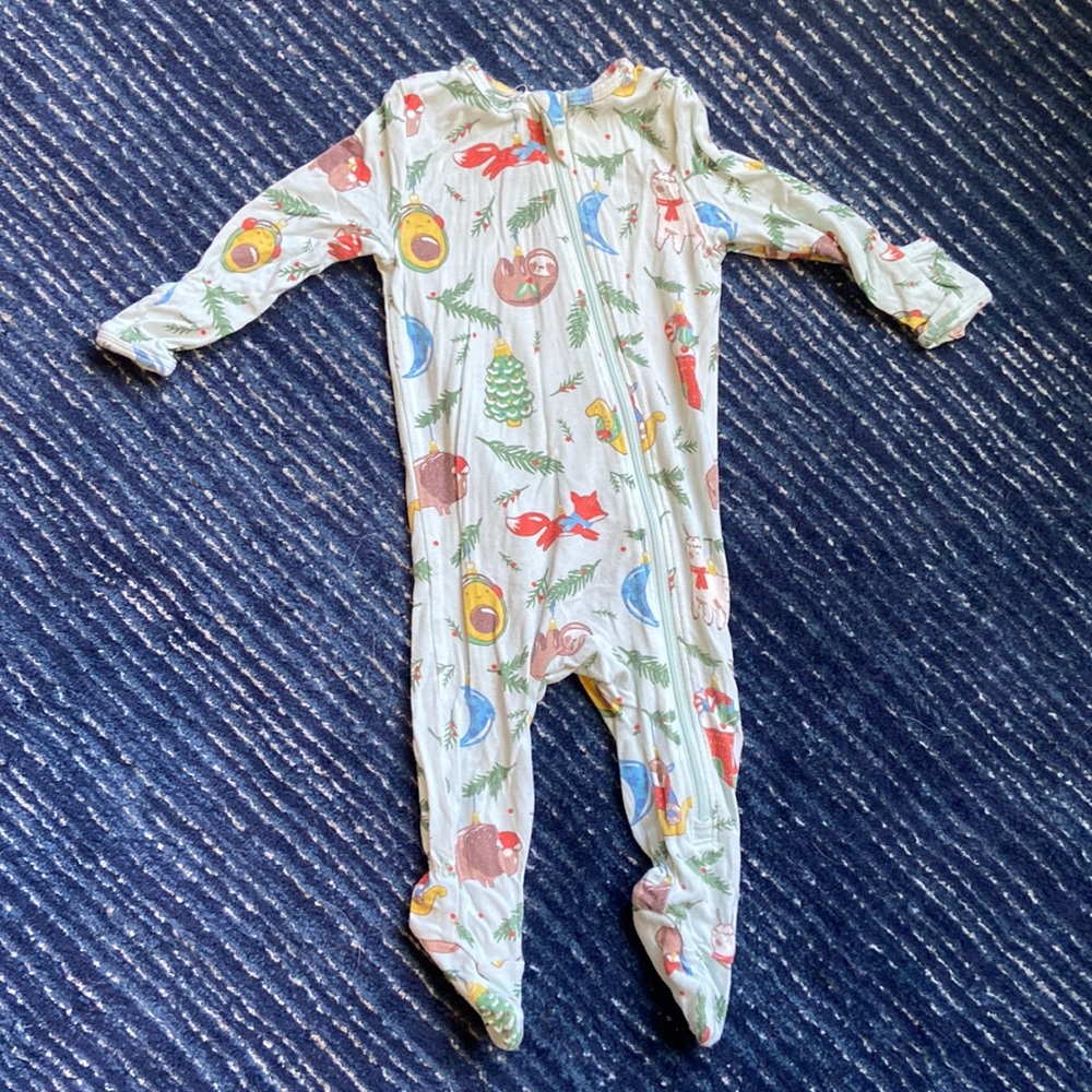 Angel Dear Christmas zip up pajamas, size 3-6 mos